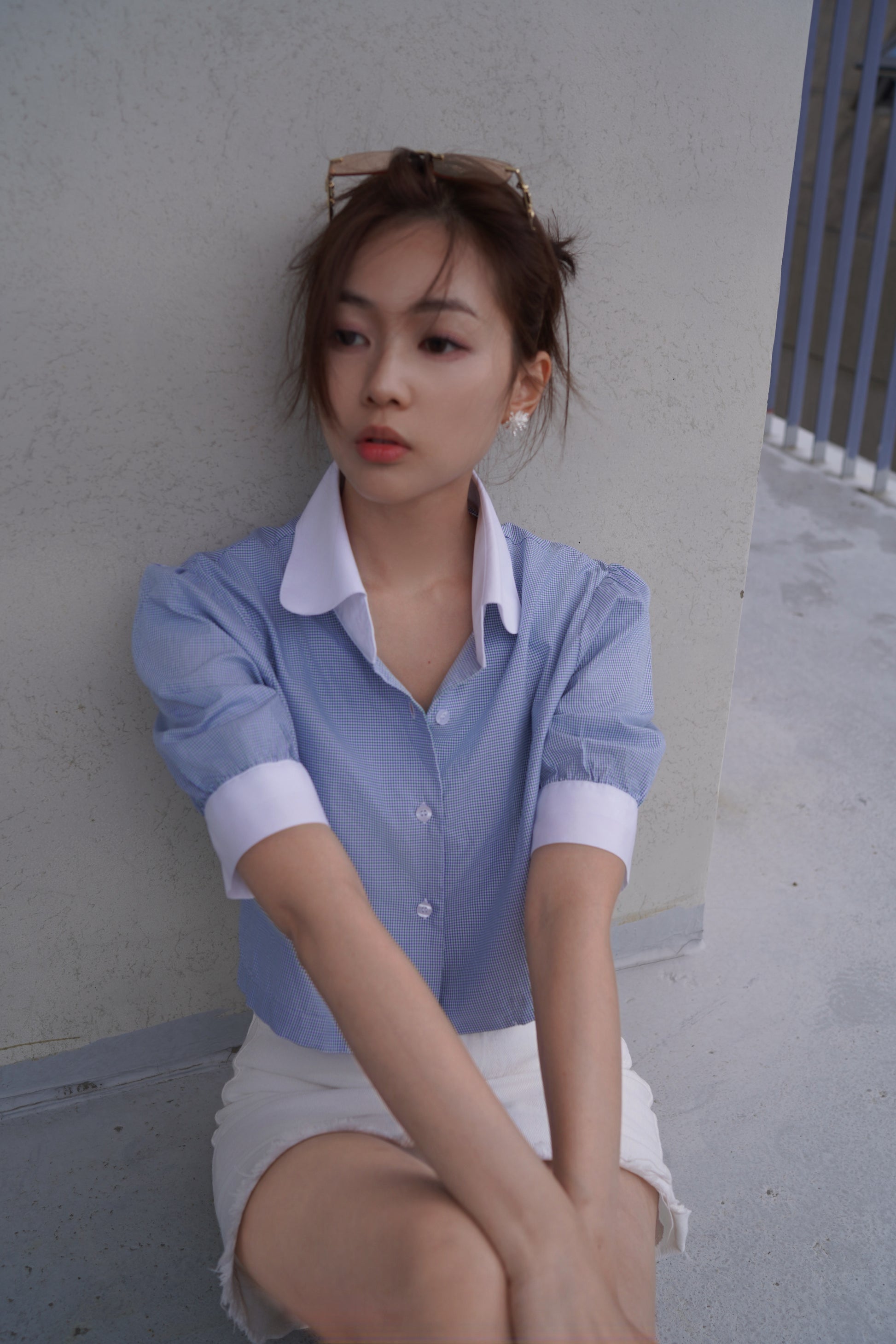 Skyline Puff-Sleeve Crop Shirt