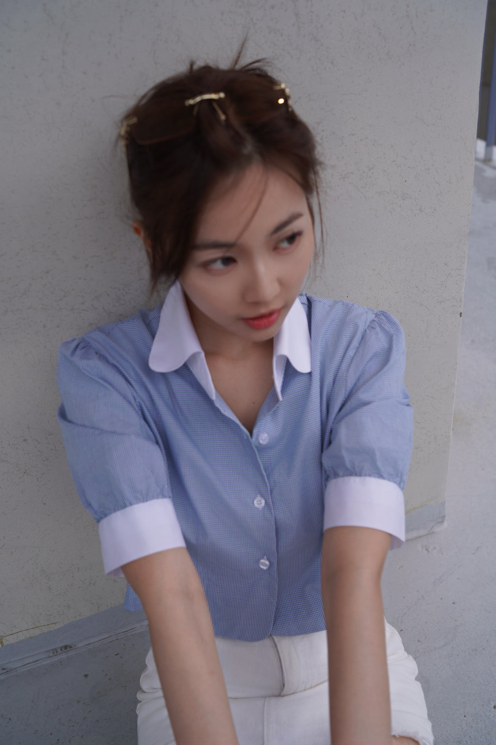 Skyline Puff-Sleeve Crop Shirt