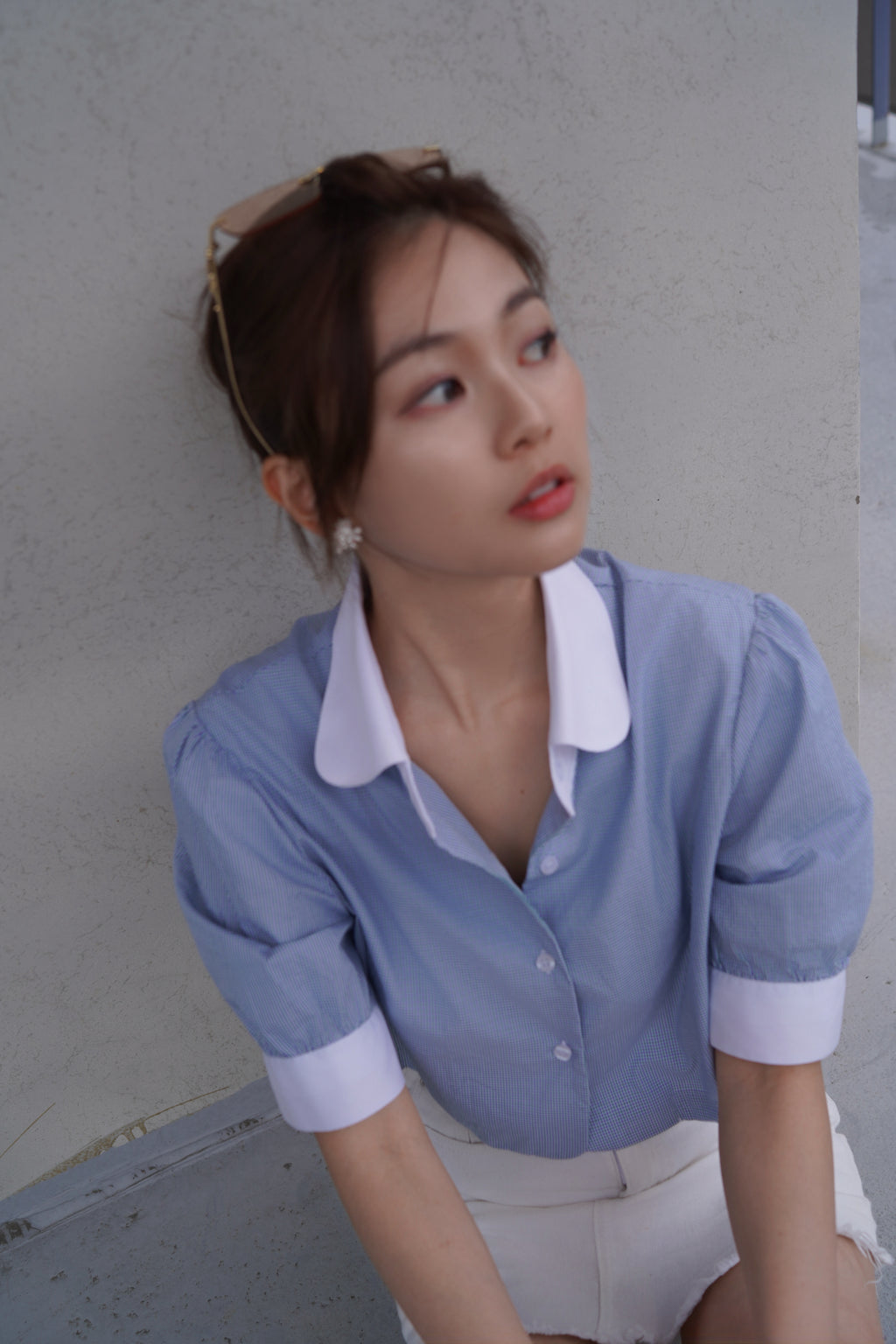 Skyline Puff-Sleeve Crop Shirt