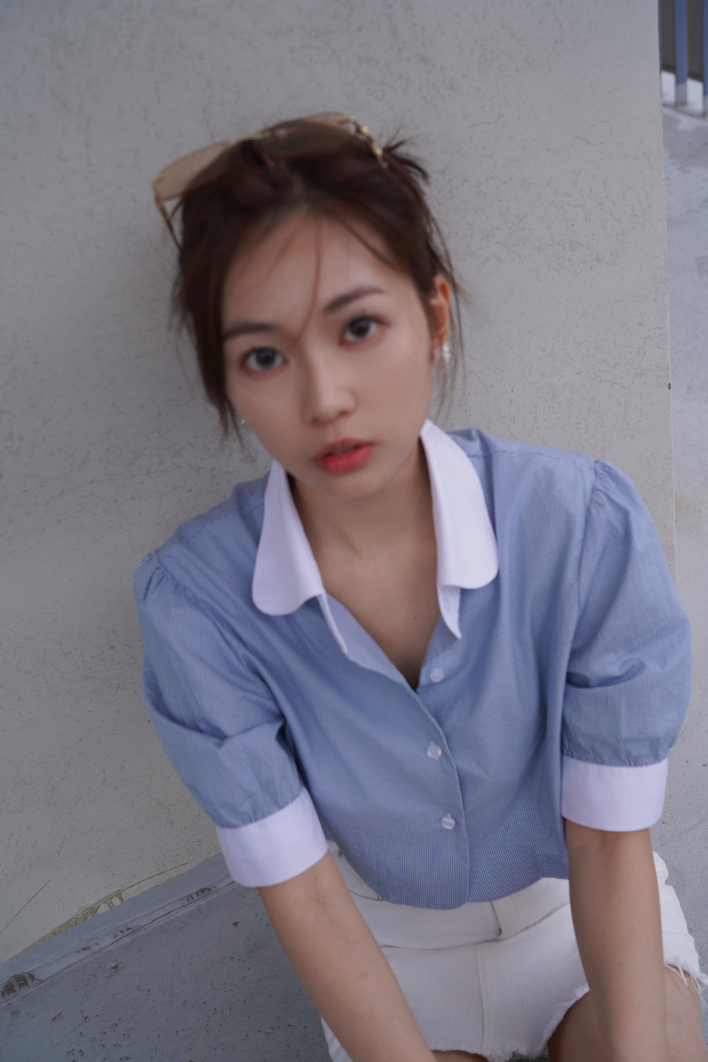 Skyline Puff-Sleeve Crop Shirt