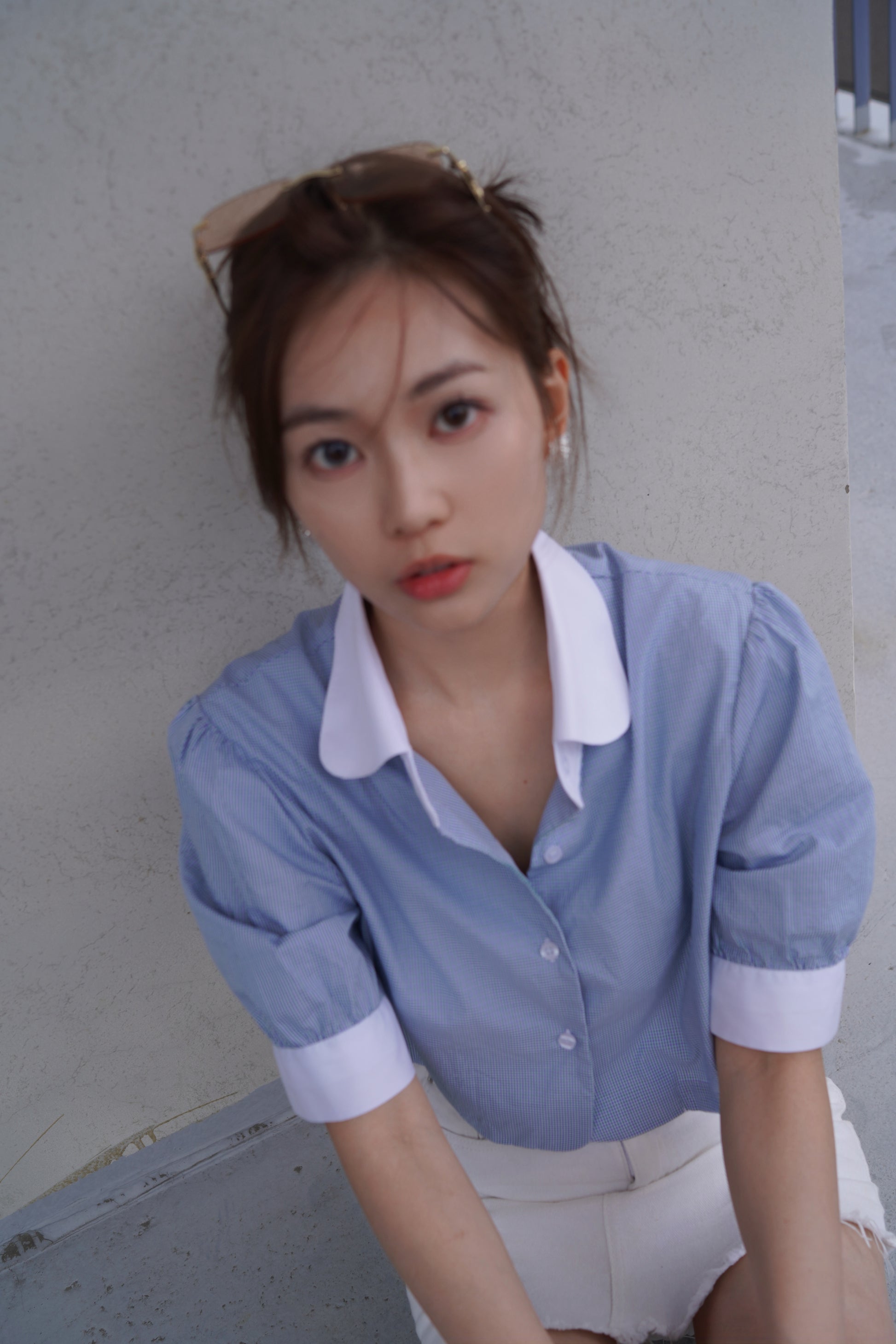 Skyline Puff-Sleeve Crop Shirt